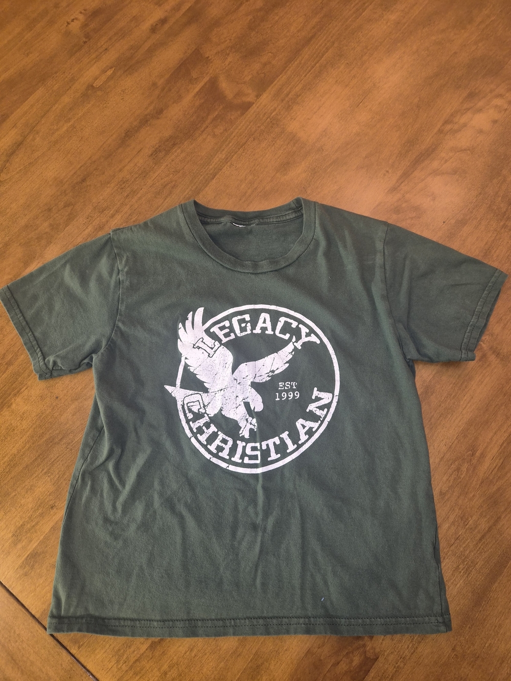 Legacy Christian Green Graphic Tee for Kids Sz Small